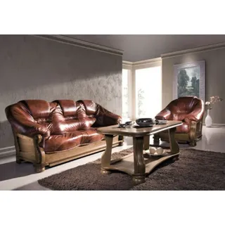 Sofagarnitur 3+1 Sitzer Klassische Garnituren Leder Sofas Couchen Polster Sofa - Braun