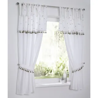 Kutti Scheibengardine Bindebänder 90 x 145 cm Beige/Weiß 1 Stk.