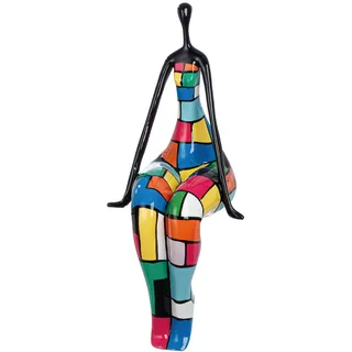 Casablanca Kantensitzerfigur Lady - Kunstharz - Mehrfarbig/glänzend - Fraumotiv - Höhe 74 cm - Dekofigur - Skulptur - Wohnaccessoire - Geschenkidee