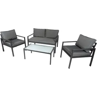 Lifetime Garden Lounge Gartenmöbel Set Milan - 4-Teilig: 2 Sessel, 1 Gartensofa, 1 Tisch - 7X Kissen - Grau