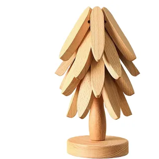 Untersetzer Holz Set Für Baumkunst, Weihnachtsbaum Topfuntersetzer Set, Faltbare Holzuntersetzer Heiße Gerichte, Baumform Ständer Wie EIN Aufbewahrt