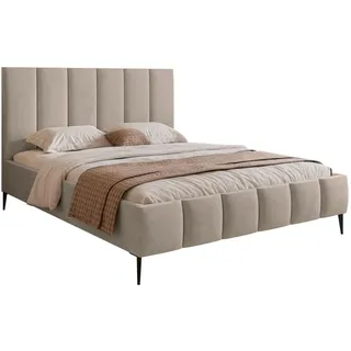 Selsey Polsterbett Sarafino Graubeige Samt 140x200 cm , Textil , 140x200 cm , Schlafzimmer, Betten, Polsterbetten