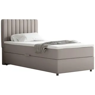 Homesy Boxbett Everest 90 x 200 cm Einzelbett mit hochwertiger Bonell-Matratze und Topper , Cappuccino , Holz , Mode , H3 , 90x200 cm , Oeko-Tex® Standard 100 , Schlafzimmer, Betten, Boxspringbetten