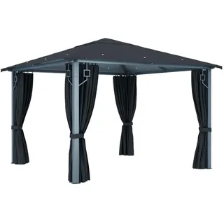 vidaXL Pavillon mit Vorhängen 300×300 cm Anthrazit Aluminium - Grau