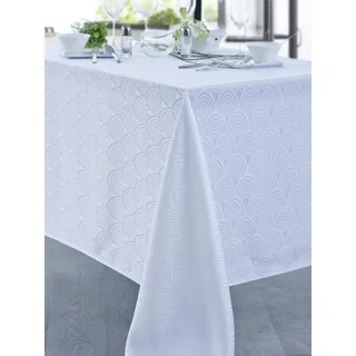 CALITEX Tischdecke Damast Lorette Weiß Rund 180 cm