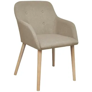 vidaXL Esszimmerstühle 2 Stk. Beige Stoff und Massivholz Eiche