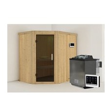 KARIBU Sauna »Vijandi«, inkl. 9 kW Bio-Kombi-Saunaofen mit externer Steuerung, für 3 Personen - beige