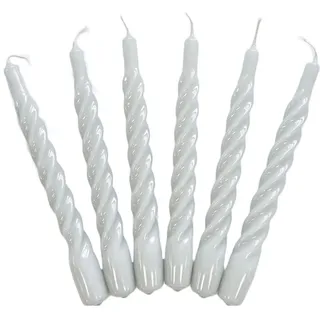Candles with a Twist®, Stabkerzen gedreht, Hergestellt in Italien, 25 Farben verfügbar, Tafelkerzen lackiert, Spiralkerzen lange Brenndauer 5 Stunden, Kerzen Deko, 6 Stück, 2,2 x 21cm (Hellgrau)