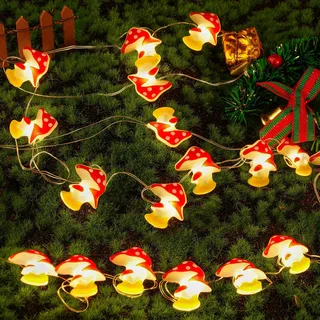 Vicloon Pilz Lichterkette, 2M 20LED Mushroom Lichterkette, Batteriebetrie Herbst Dekoration, Pilze Lampe Pilz Deko Gartendeko, Bunt Lichtervorhang Innen für Weihnachten Deko, Balkon,Hochzeit