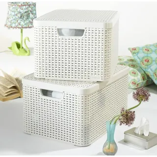 Curver Aufbewahrungsbox Rattan Style L 1-tlg. creme