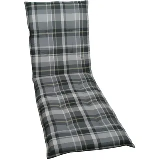 Liegenauflage , Grau , Textil , Karo , Füllung: Schaumstoff, Vlies , 60x6x190 cm , Oeko-Tex® Standard 100 , pflegeleicht, hochwertige Qualität, langlebig, für den Außenbereich geeignet, mittels Bändern zu befestigen, mittels Gurtband zu befestigen , Gartenmöbel, Gartenpolster & Auflagen, Liegenauflagen