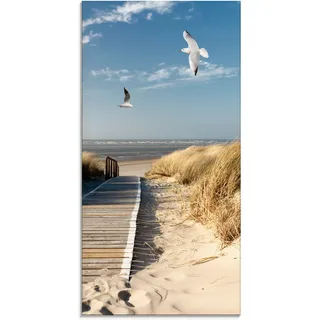 Artland Glasbild "Nordseestrand auf Langeoog mit Möwen" Strand 1 Stk. tlg. in verschiedenen Größen, farbe bild(er): blau