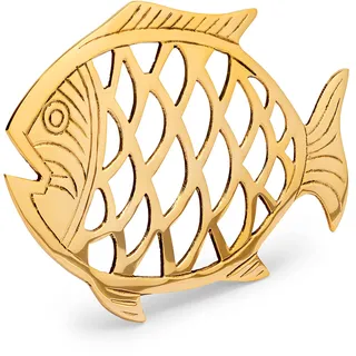 NKlaus Topf Untersetzer Fisch 23x16mm aus Messing Gold Tischuntersetzer Hitzeschutz 11776