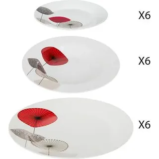 Osara Geschirr Set 18-teilig aus Porzellan Secret de Gourmet, weiß - Secret de Gourmet - Weiß, Schwarz, Rot