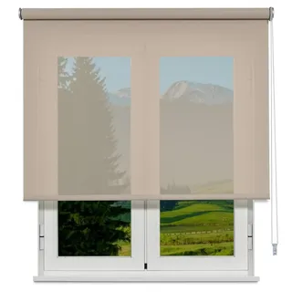 VIEWTEX Seitenzugrollo Screen 10% Öffnungsgrad Leinen Sand 120 x 250 c 5 Jahre Garantie