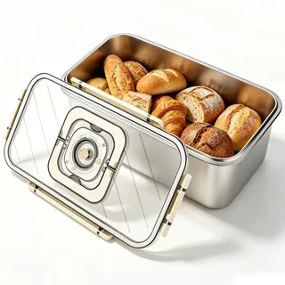 Mgrety Brotkasten, Brotbox aus Edelstahl mit Zeitaufzeichnung, Versiegelter Brotaufbewahrung Brotkorb mit Deckel & Griff, Brotkorb für langanhaltende Frische zum Aufbewahren von selbstgemachtem Brot
