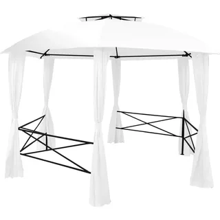 vidaXL Gartenzelt mit Vorhängen 360x312x265 cm Weiß 180 g/m2 - Weiß