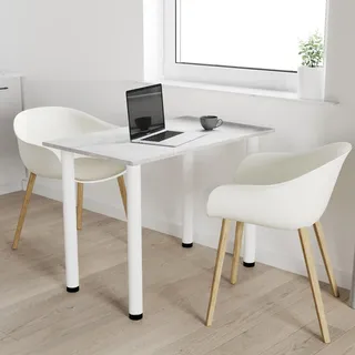 AKKE Beton Esstisch mit weiße beine LxBxH: 60x60x74 cm - Weiß