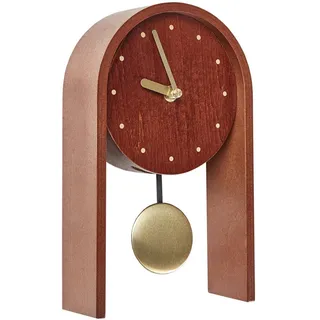 Beliani Tischuhr Dunkler Holzfarbton/Gold Ferden , Holzwerkstoff , 15x25x6 cm , Dekoration, Uhren, Tischuhren