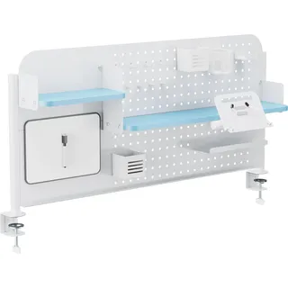 Schreibtisch-Organizer 'Sauda' 114 x 68 cm Stecktafel mit Zubehör Klemmhalterung Stahl Weiß/Blau