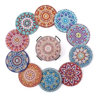 Namvo 10 PCS Diamond Art Untersetzer mit Halter Arts and Crafts für Erwachsene Diamond Painting Kits DIY Mandala Untersetzer zum Basteln