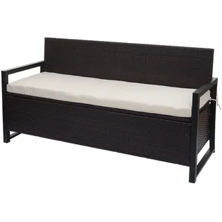 MCW Poly-Rattan 3ER Sitzbank Braun, Cremeweiß , Braun, Weiß , Kunststoff , 164x87x57 cm , Gartenmöbel, Gartenbänke