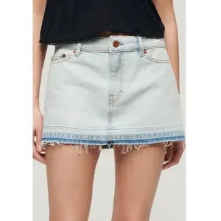 Superdry für Damen. W7210317A Blauer Jeansminirock (30), Lässig, Baumwolle, Denim