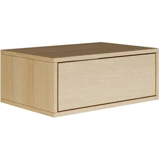 Selsey Nachttisch Hängend mit Schublade Holzoptik Eiche, 50 cm Nachtschrank in Minimalistischer - Push-to-Open - Skandinavischen Platzsparend Wandmontage Framme