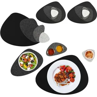 Dune Design DuneDesign Tischset für 4 Personen Flusskiesel-Design Schwarz