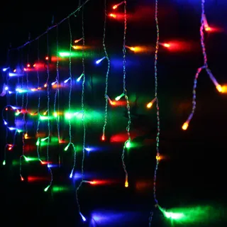 5X0.7M 216LED Bunt Eisregen Lichtervorhang Lichterkette Weihnachten mit 8 Beleuchtungsmodi Innen Fenster Weihnachtsbeleuchtung Weihnachtsdeko - Bunt