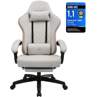 GTPLAYER Gaming Stuhl Ergonomischer Gaming Sessel Schreibtischstuhl PC Gamer Racing Stuhl mit Stoffoberfläche, Federsitzkissen mit Fußstütze Beige - Beige