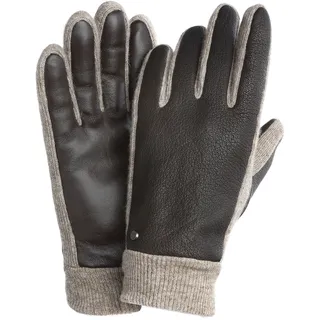 Strickhandschuhe PEARLWOOD "NICK", Herren, Gr. 8,5, braun (schwarz braun), Materialmix, unifarben mit Farbeinsatz, Handschuhe Strickhandschuhe, weiches Fleecefutter, Elastischer Strickbund