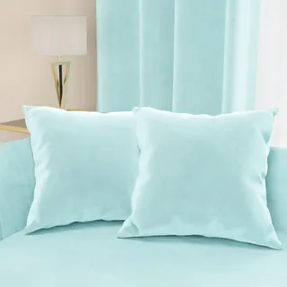 Petti Artigiani Italiani - 2 Samtsofakissen mit Füllung, Kissenbezüge für Schlafzimmer, Möbelkissen aus Samt mit verdecktem Reißverschluss, Hellblau, 2 Stück - 30 x 30 cm