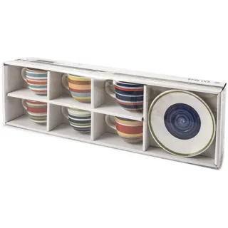 Home 731310 100 Linee Set aus 6 Espressotassen mit Untertassen, Stoneware, c250