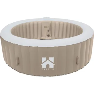 HOME DELUXE - Outdoor Whirlpool - SPLASH - Farbe: Beige - ⌀ 208 cm, Höhe 65 cm, 130 Luftdüsen - inkl. Abdeckung, Reparaturset, Filterset I Außen Whirlpool Spa für 6 Personen - Beige