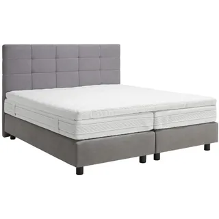 Joka Boxspringbett , Grau , Holz , Buche , massiv , H2 + H3 , Höhe ca. 19 cm , 180x200 cm , gepolstertes Kopfteil, Stoffauswahl, Topper durchgehend, in verschiedenen Größen erhältlich , Wohnzimmer, Sofas & Couches, Schlafsofas, Dauerschläfer Sofas
