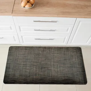 Comart - Küchenteppich Manhattan – Wasserdicht – rutschfest – schmutzabweisend – geflochtenes PVC – Teppichläufer mit Metallic-Effekt – für Flur, Küche und Bad – Braun Schokolade – 50 x 75 cm