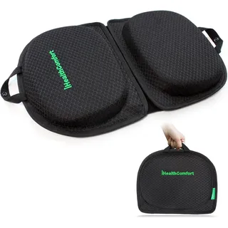 IHEALTHCOMFORT Kleines Reise-Sitzkissen, tragbares und faltbares Gel-Memory-Foam-Kissen, multifunktional, stützendes, festes Gesäßkissen, für langes Sitzen und Autofahren