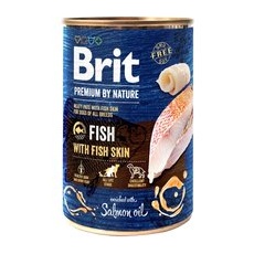 12x400g Pește cu piele de pește Brit Premium by Nature Hrană umedă câini