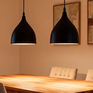 2 Stück Hängelampe Retro, Ø17cm E27 Hängeleuchte, Moderne Skandinavisch Deckenleuchte mit 12W Glühbirne, Höhenverstellbar 120cm Kronleuchter, Hängeleuchte lang für Küche Esszimmer Schlafzimmer Bar