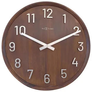 NeXtime Große Wanduhr, 50 cm, Walnuss-Holz, Metall, Precious