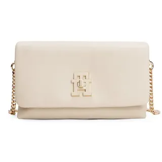 Tommy Hilfiger Umhängetasche TOMMY HILFIGER "TH MODERN MINI CROSSOVER", Damen, Gr. B/H/T: 21cm x 11cm x 8cm, beige, Lederimitat, unifarben, Taschen Umhängetasche, Damen Minibag, Crossbag, Clutch mit edlem TH-Logoemblem
