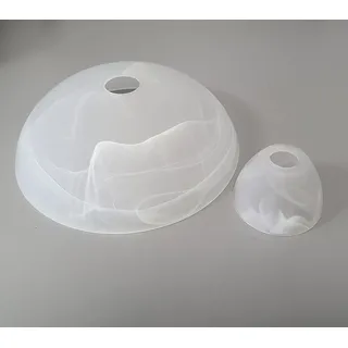 Ersatzglas Fluterglas Komplettset alabasterfarbig – Lampenschirm Glas Ersatz für Stehlampe, Deckenfluter, Leseleuchte & Oberlicht – passend für E14 / E27 Fassung inkl. Adapterringe