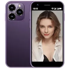 Hipipooo Mini-Smartphone, entsperrt, 4G-Handy, 3,0 Zoll, Dual-SIM, 2000 mAh Akku, 2 MP + 5 MP Kamera, Android 10.0 Quad-Core-Backup-Telefon(lila,2G+16G)