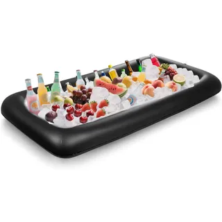 Aufblasbare Servierbar mit Ablaufstopfen, 130 x 62 x 12 cm Aufblasbare Buffet Eiswürfelschale, Buffet, Salat, Essen und Getränke Tablett, für Party, Picknick, Camping