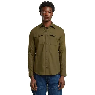 G-star Marine Slim Langarmhemd - Deep Brown / Dark Olive Oxford - XL