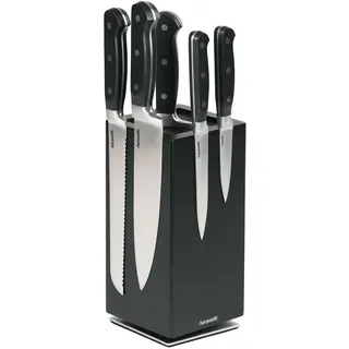 Magnet-Messerblock HANSEATIC "hanseatic PREMIUM, aus Holz, Messerblock Set, 6-tlg.", schwarz, B:11,5cm H:24,8cm, Messerblöcke, Magnet-Messerblock, elegantes Design, herausnehmbarer Borsteneinsatz, 360-Grad-drehbar