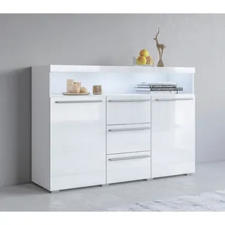 INOSIGN Sideboard »India,Breite 132cm stilvolle Anrichte mit 2Türen, 3 Schubladen«, Kommode viel Stauraum, Einlegeböden verstellbar,ohne Beleuchtung, weiß