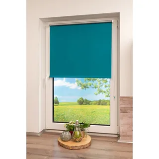 Seitenzugrollo K-HOME "Thermo Klemmfix-Rollo" Gr. 22, blau (petrol), B:55cm H:200cm, Polyester, Rollos, Seitenzugrollo, 1 Stück