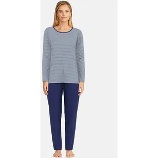 Götzburg Pyjama »Alexandria« 2 Langarm, Rundhalsausschnitt, lange Hose, Baumwolle, bequem, blau